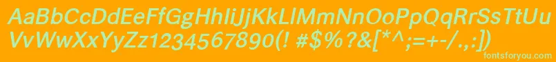 Helvarimediumitalic Font – Green Fonts on Orange Background