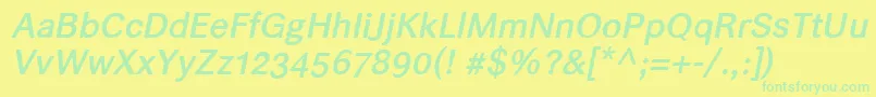 Helvarimediumitalic Font – Green Fonts on Yellow Background