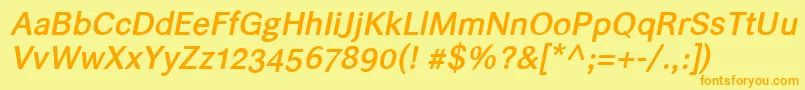 Helvarimediumitalic Font – Orange Fonts on Yellow Background