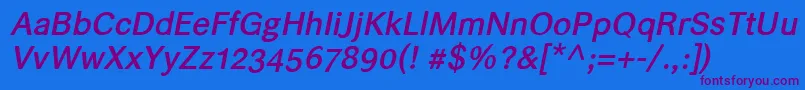 Helvarimediumitalic Font – Purple Fonts on Blue Background