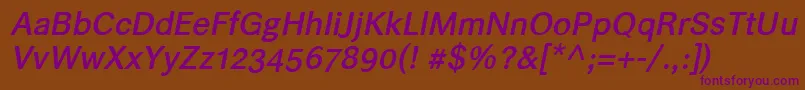 Helvarimediumitalic Font – Purple Fonts on Brown Background