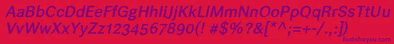 Helvarimediumitalic Font – Purple Fonts on Red Background