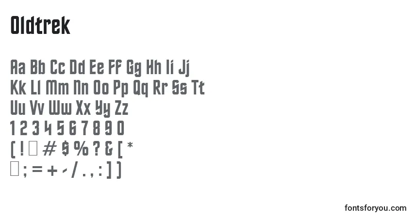 Шрифт Oldtrek – алфавит, цифры, специальные символы