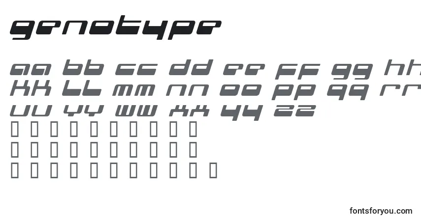 A fonte Genotype – alfabeto, números, caracteres especiais