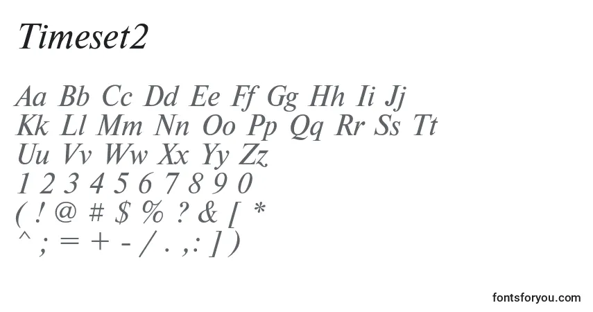 A fonte Timeset2 – alfabeto, números, caracteres especiais