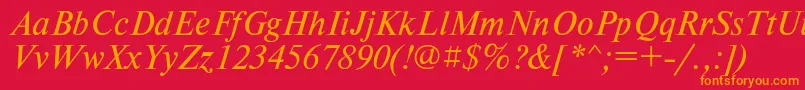 フォントTimeset2 – 赤い背景にオレンジの文字