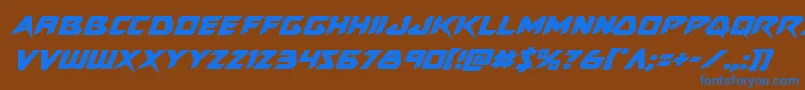 Czcionka Skirmisherital – niebieskie czcionki na brązowym tle
