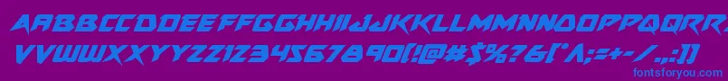 フォントSkirmisherital – 紫色の背景に青い文字