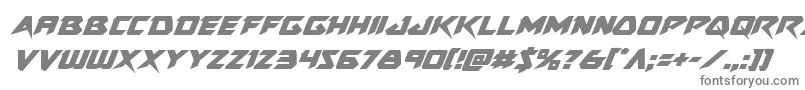 フォントSkirmisherital – 白い背景に灰色の文字