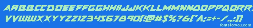 Skirmisherital Font – Green Fonts on Blue Background