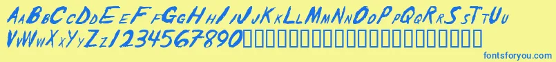 Czcionka Theshaker – niebieskie czcionki na żółtym tle