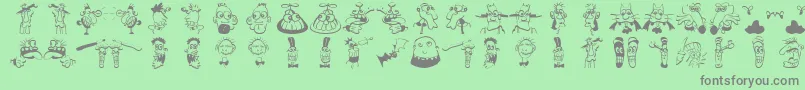 Fonte Strangetypes – fontes cinzas em um fundo verde