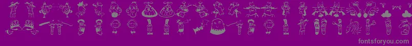 Strangetypes-fontti – harmaat kirjasimet violetilla taustalla