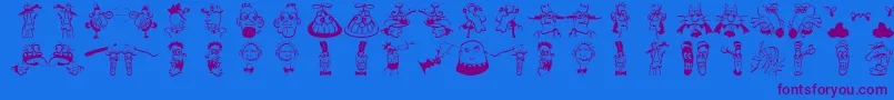 Strangetypes-Schriftart – Violette Schriften auf blauem Hintergrund
