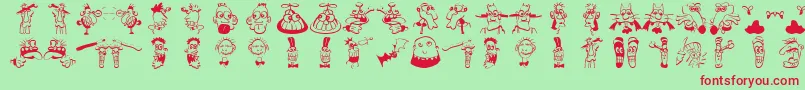 Strangetypes-fontti – punaiset fontit vihreällä taustalla