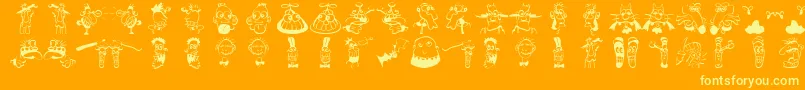 Strangetypes Font – Yellow Fonts on Orange Background