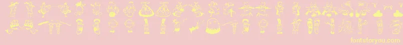 Strangetypes Font – Yellow Fonts on Pink Background