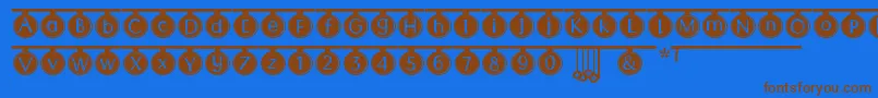 フォントPartyTime – 茶色の文字が青い背景にあります。