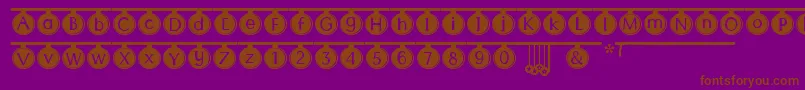 PartyTime-Schriftart – Braune Schriften auf violettem Hintergrund