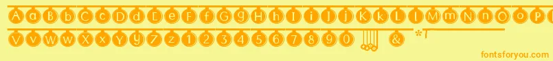 PartyTime-fontti – oranssit fontit keltaisella taustalla