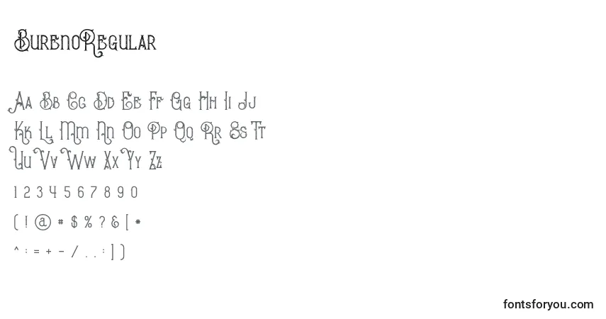 Czcionka BurenoRegular (110846) – alfabet, cyfry, specjalne znaki