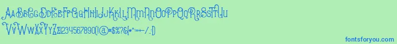 BurenoRegular-Schriftart – Blaue Schriften auf grünem Hintergrund