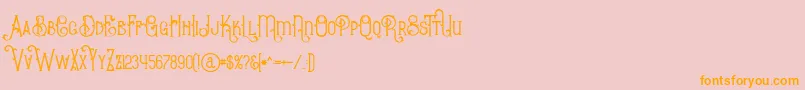 フォントBurenoRegular – オレンジの文字がピンクの背景にあります。