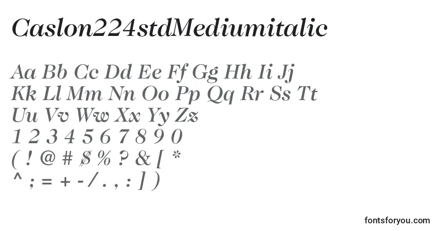 Шрифт Caslon224stdMediumitalic – алфавит, цифры, специальные символы