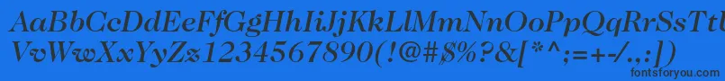 Шрифт Caslon224stdMediumitalic – чёрные шрифты на синем фоне