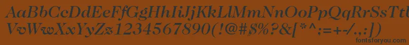Caslon224stdMediumitalic-Schriftart – Schwarze Schriften auf braunem Hintergrund