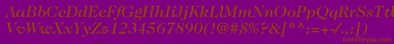 Caslon224stdMediumitalic-Schriftart – Braune Schriften auf violettem Hintergrund