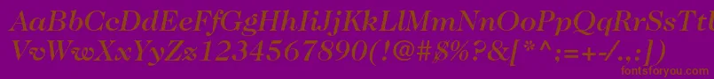 Fonte Caslon224stdMediumitalic – fontes marrons em um fundo roxo