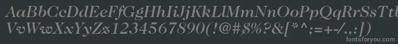 Caslon224stdMediumitalic-fontti – harmaat kirjasimet mustalla taustalla
