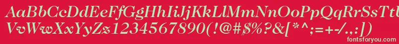 Caslon224stdMediumitalic-fontti – vihreät fontit punaisella taustalla