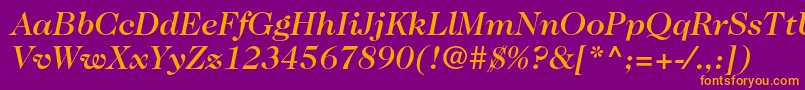 Fonte Caslon224stdMediumitalic – fontes laranjas em um fundo violeta