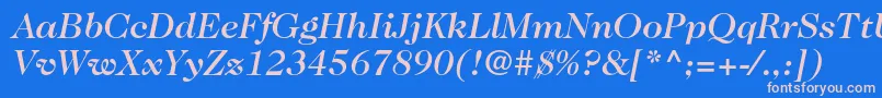 Шрифт Caslon224stdMediumitalic – розовые шрифты на синем фоне