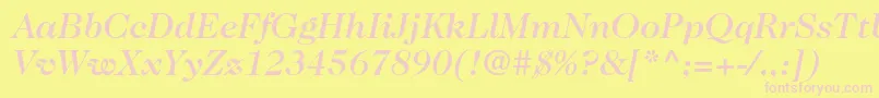 Fonte Caslon224stdMediumitalic – fontes rosa em um fundo amarelo