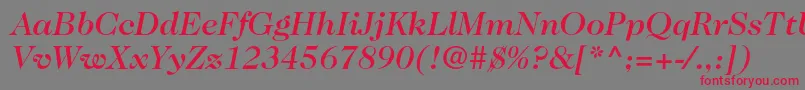 フォントCaslon224stdMediumitalic – 赤い文字の灰色の背景