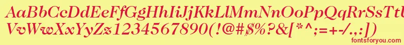 Fonte Caslon224stdMediumitalic – fontes vermelhas em um fundo amarelo