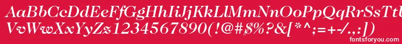 Caslon224stdMediumitalic-fontti – valkoiset fontit punaisella taustalla