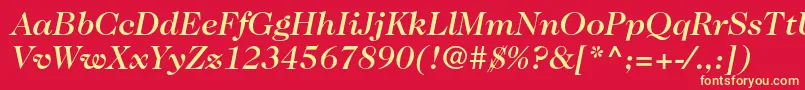 Caslon224stdMediumitalic Font – Yellow Fonts on Red Background