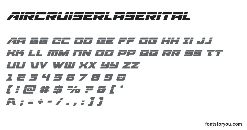 A fonte Aircruiserlaserital – alfabeto, números, caracteres especiais
