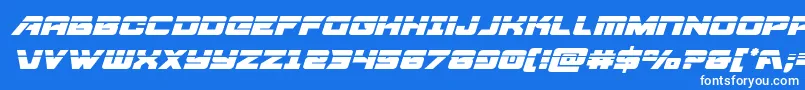 Aircruiserlaserital-Schriftart – Weiße Schriften auf blauem Hintergrund