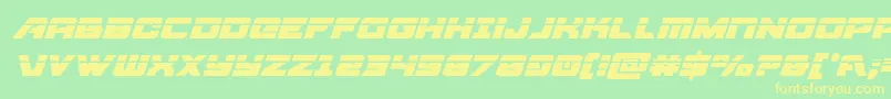 フォントAircruiserlaserital – 黄色の文字が緑の背景にあります
