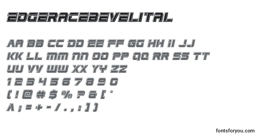 Шрифт Edgeracebevelital – алфавит, цифры, специальные символы