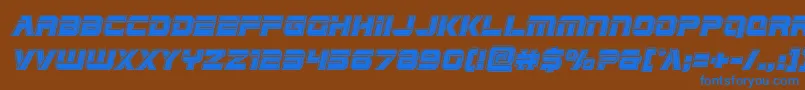 Edgeracebevelital-Schriftart – Blaue Schriften auf braunem Hintergrund
