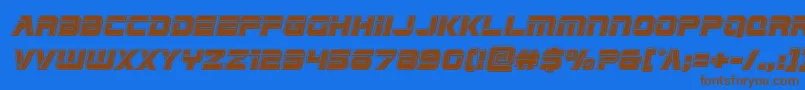 Edgeracebevelital-Schriftart – Braune Schriften auf blauem Hintergrund