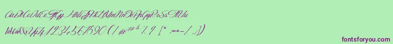 フォントTheGoldenFlower – 緑の背景に紫のフォント