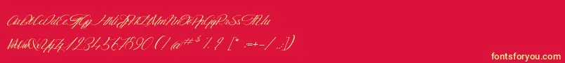 フォントTheGoldenFlower – 黄色の文字、赤い背景