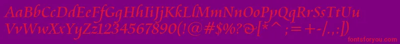 CataneoBt-Schriftart – Rote Schriften auf violettem Hintergrund